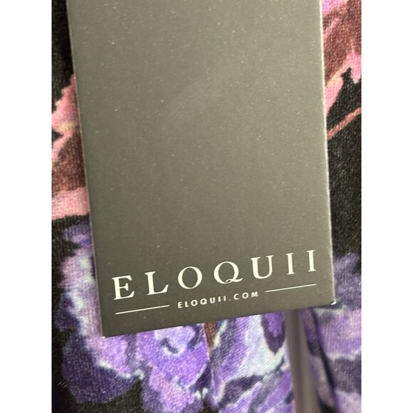 ELOQUII Velvet Plus Size 24 Midi Dress Floral Black Purple New - Picture 6 of 7